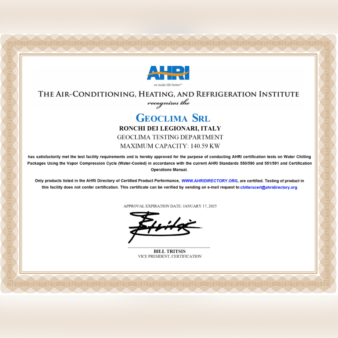 AHRI Geoclima Testing Department AHRI Geoclima Testing Department