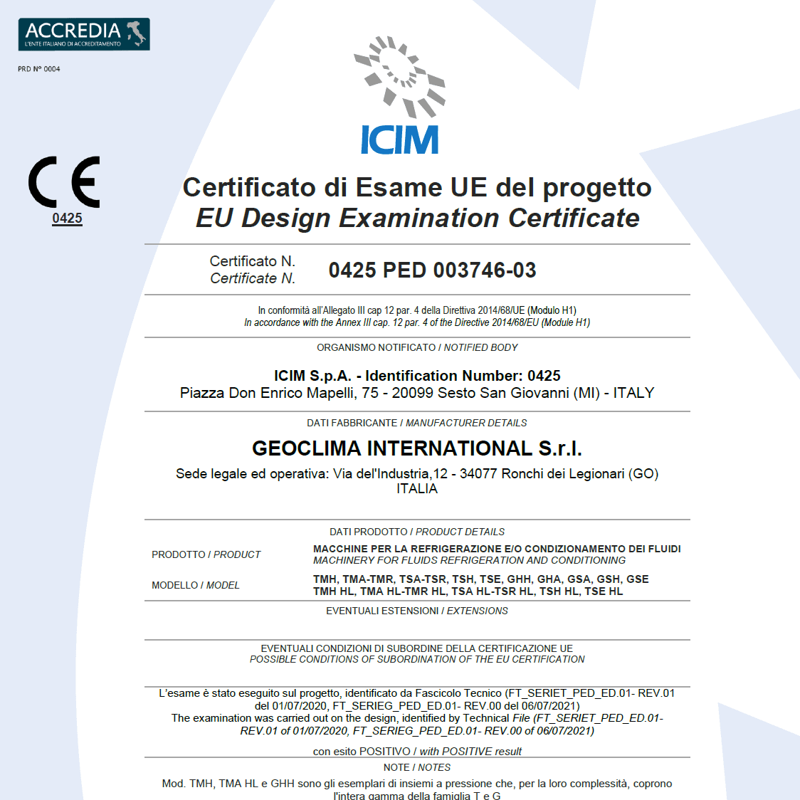 ICIM PED H1 - EU Design Examination ICIM PED H1 - EU Design Examination