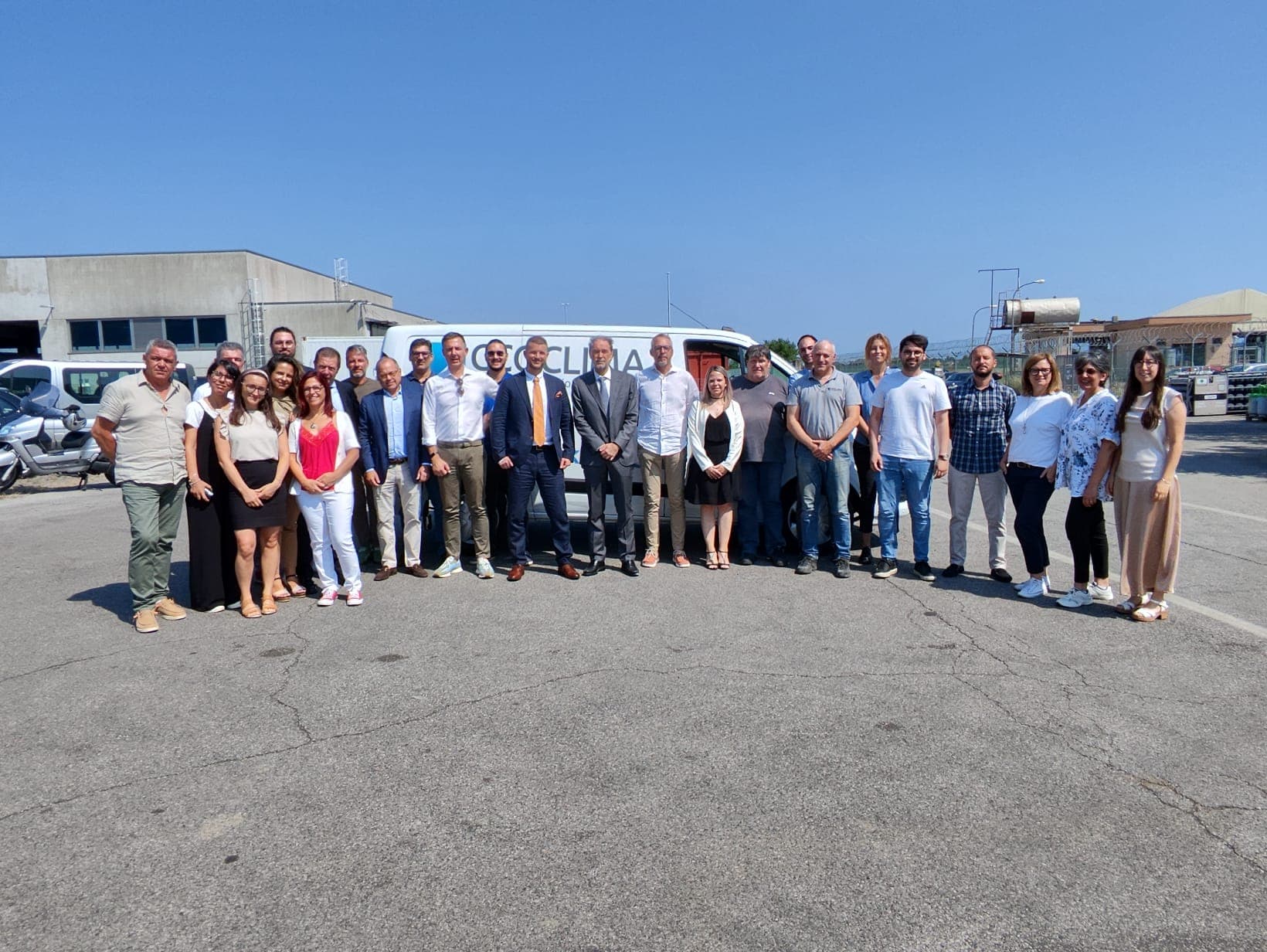 Geoclima team group photo with Stefan Aspman after the acquisition